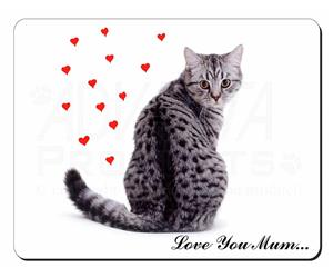 Silver Tabby Cat with Red Hearts Mum Sentiment