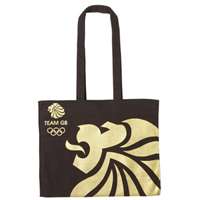 Striking Team GB Large Black and Gold Canvas Sport Shoulder Bag Shopping