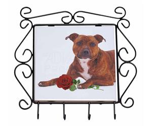 Staffie with Red Rose