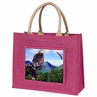 Red Kite Bird of Prey Large Pink Jute Shopping Bag