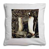Penguins on Pebbles Soft White Velvet Feel Scatter Cushion