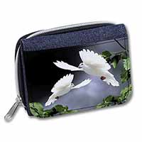 Beautiful White Doves Unisex Denim Purse Wallet