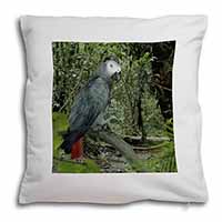 African Grey Parrot Soft White Velvet Feel Scatter Cushion