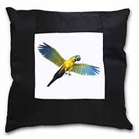 In-Flight Flying Parrot Black Satin Feel Scatter Cushion