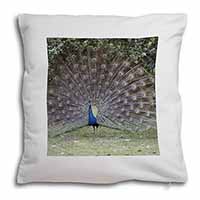 Colourful Peacock Soft White Velvet Feel Scatter Cushion