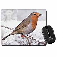 Winter Robin on Snow Branch Computer Mouse Mat