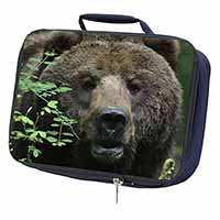 Beautiful Brown Bear Navy Insulated School Lunch Box/Picnic Bag