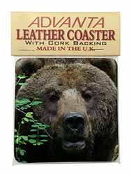 Beautiful Brown Bear Single Leather Photo Coaster