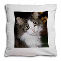 Beautiful Tabby Cat Soft White Velvet Feel Scatter Cushion