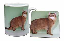 Ginger Somali Cat Mug and Coaster Set