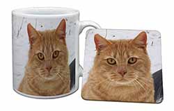 Pretty Ginger Cat Mug and Coaster Set