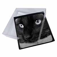 4x Gorgeous Black Cat Picture Table Coasters Set in Gift Box