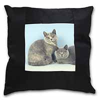 British Shorthair Cats Black Satin Feel Scatter Cushion