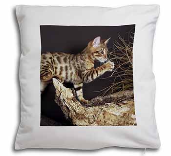 A Gorgeous Bengal Kitten Soft White Velvet Feel Scatter Cushion