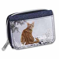 Ginger Winter Snow Cat Unisex Denim Purse Wallet