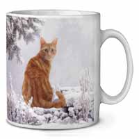 Ginger Winter Snow Cat Ceramic 10oz Coffee Mug/Tea Cup