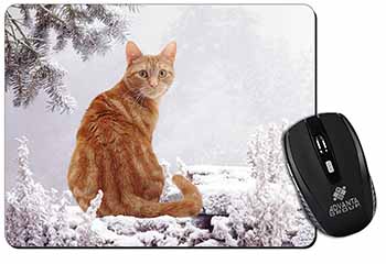 Ginger Winter Snow Cat Computer Mouse Mat