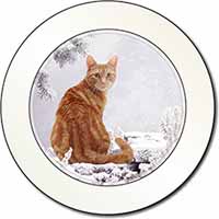 Ginger Winter Snow Cat Car or Van Permit Holder/Tax Disc Holder