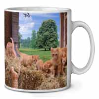 Ginger Cat and Kittens in Barn Ceramic 10oz Coffee Mug/Tea Cup