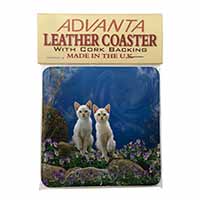 Fantasy Panther Watch on Kittens Single Leather Photo Coaster