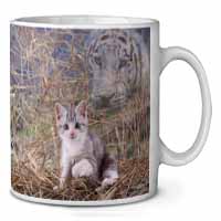 Kitten and White Tiger Watch Ceramic 10oz Coffee Mug/Tea Cup