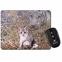 Kitten and White Tiger Watch Computer Mouse Mat