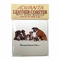 Boxer Dog-Love Single Leather Photo Coaster