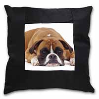 Red and White Boxer Dog Black Satin Feel Scatter Cushion