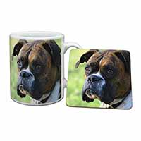 Brindle and White Boxer Dog Mug and Coaster Set