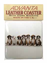 Boxer Dog Puppies Single Leather Photo Coaster