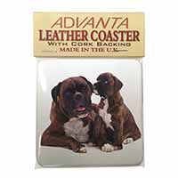 Boxer Dog Puppy Single Leather Photo Coaster
