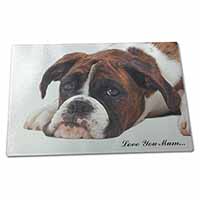 Large Glass Cutting Chopping Board Boxer Dog with Pup 