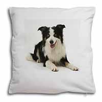Tri-Colour Border Collie Dog Soft White Velvet Feel Scatter Cushion