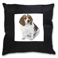 Beagle Dog Black Satin Feel Scatter Cushion