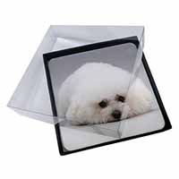 4x Bichon Frise Dog Picture Table Coasters Set in Gift Box