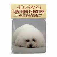 Bichon Frise Dog Single Leather Photo Coaster