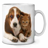 Basset Hound Dog and Cat Ceramic 10oz Coffee Mug/Tea Cup