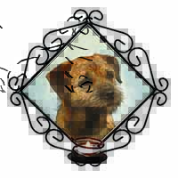 Border Terrier Wrought Iron Wall Art Candle Holder
