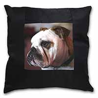 Bulldog Dog Black Satin Feel Scatter Cushion