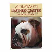 Bulldog Dog Single Leather Photo Coaster