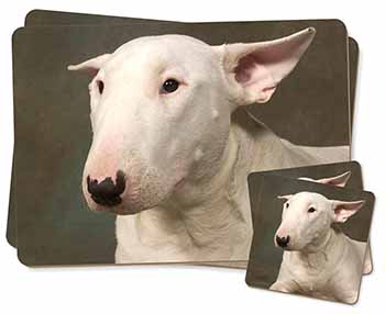 Bull Terrier Dog Twin 2x Placemats and 2x Coasters Set in Gift Box