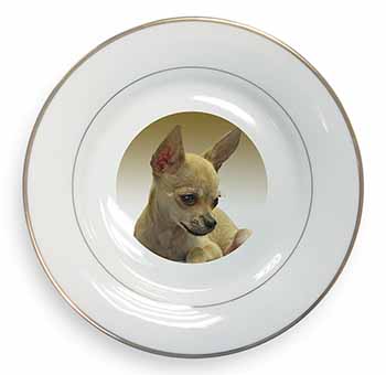 Chihuahua Gold Rim Plate Printed Full Colour in Gift Box