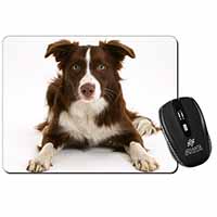 Liver and White Border Collie Computer Mouse Mat