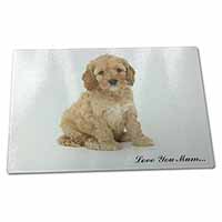 Large Glass Cutting Chopping Board Cockerpoodle Puppy 