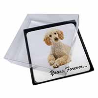 4x Apricot Poodle "Yours Forever..." Picture Table Coasters Set in Gift Box
