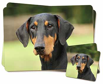 Doberman Pinscher Twin 2x Placemats and 2x Coasters Set in Gift Box