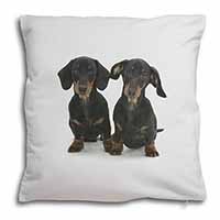 Cute Dachshund Dogs Soft White Velvet Feel Scatter Cushion