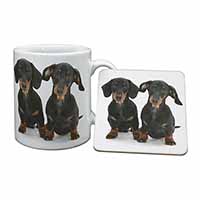 Cute Dachshund Dogs Mug and Coaster Set