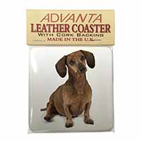 Cute Dachshund Dog Single Leather Photo Coaster