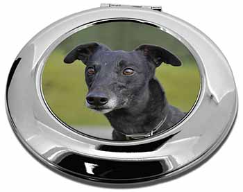 Black Greyhound Dog Make-Up Round Compact Mirror